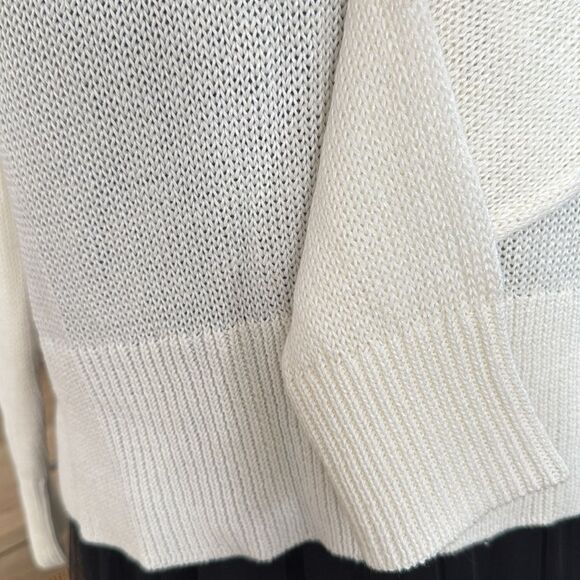 J. Crew Relaxed Cotton Crewneck Beach Lightweight White Sweater - Picture 3 of 4